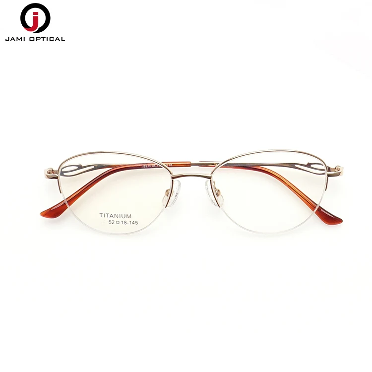 Factory Wholesaler Pure Titanium Optical Frame Eyeglasses High Quality Half Glasses Women Titanium Glasses Frame
