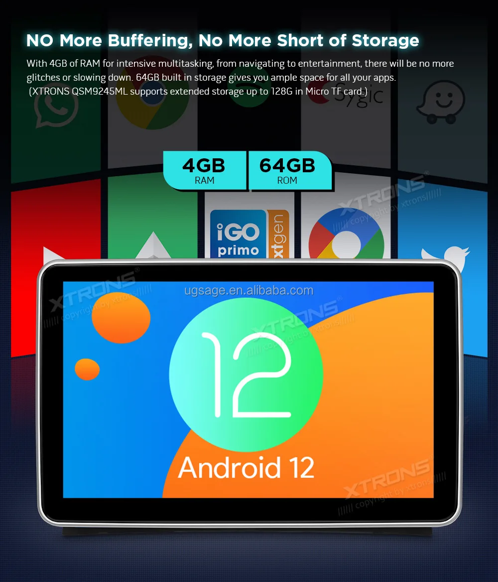 Xtrons 9" Android 12 Car Stereo With Cp Aa 4g Lte Car Android Screen