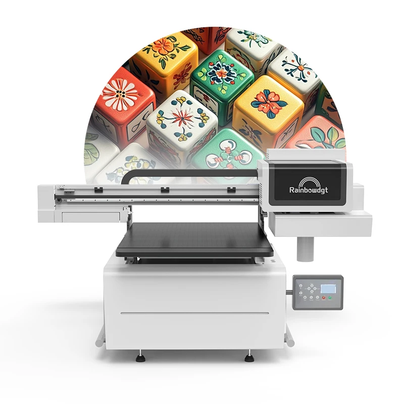 Rainbow New Launched Professional Printing Machine UV 6090 Metal PVC PP Poker Chip Canvas UV DTF Printer Nano 9