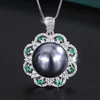 Gray beads platinum pendant