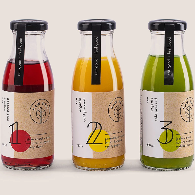 Custom Adhesive Labels Eco-friendly Vinyl Sticker Waterproof LOGO Label for Fruit Juice Beverage Jar Bottle Packaging