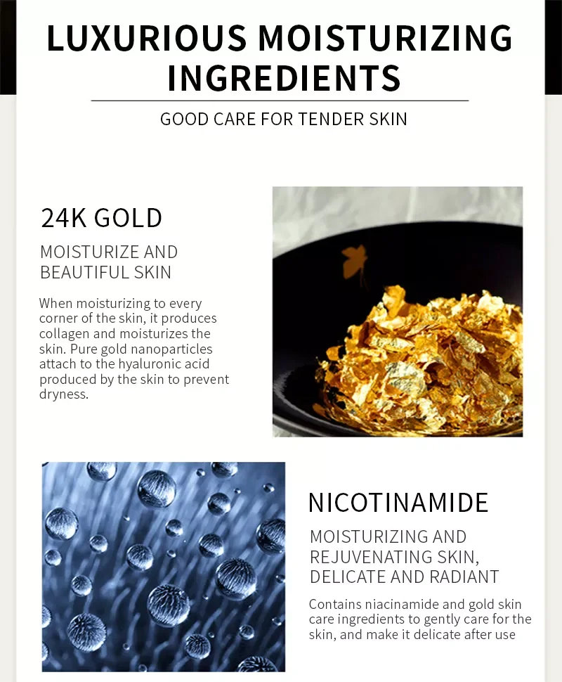 Wholesale Korean Beauty Face Serum Skin Care Removing Dark Spots Organic Collagen 24k Gold