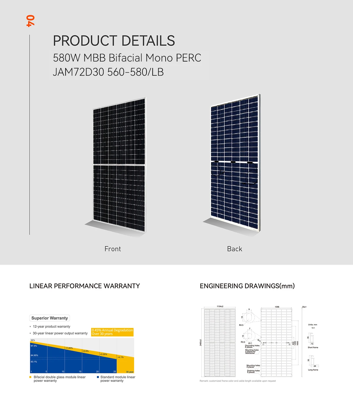 Ja Solar Lb Series Bifacial Solar Panel Double Glass 565w 560w 575w ...