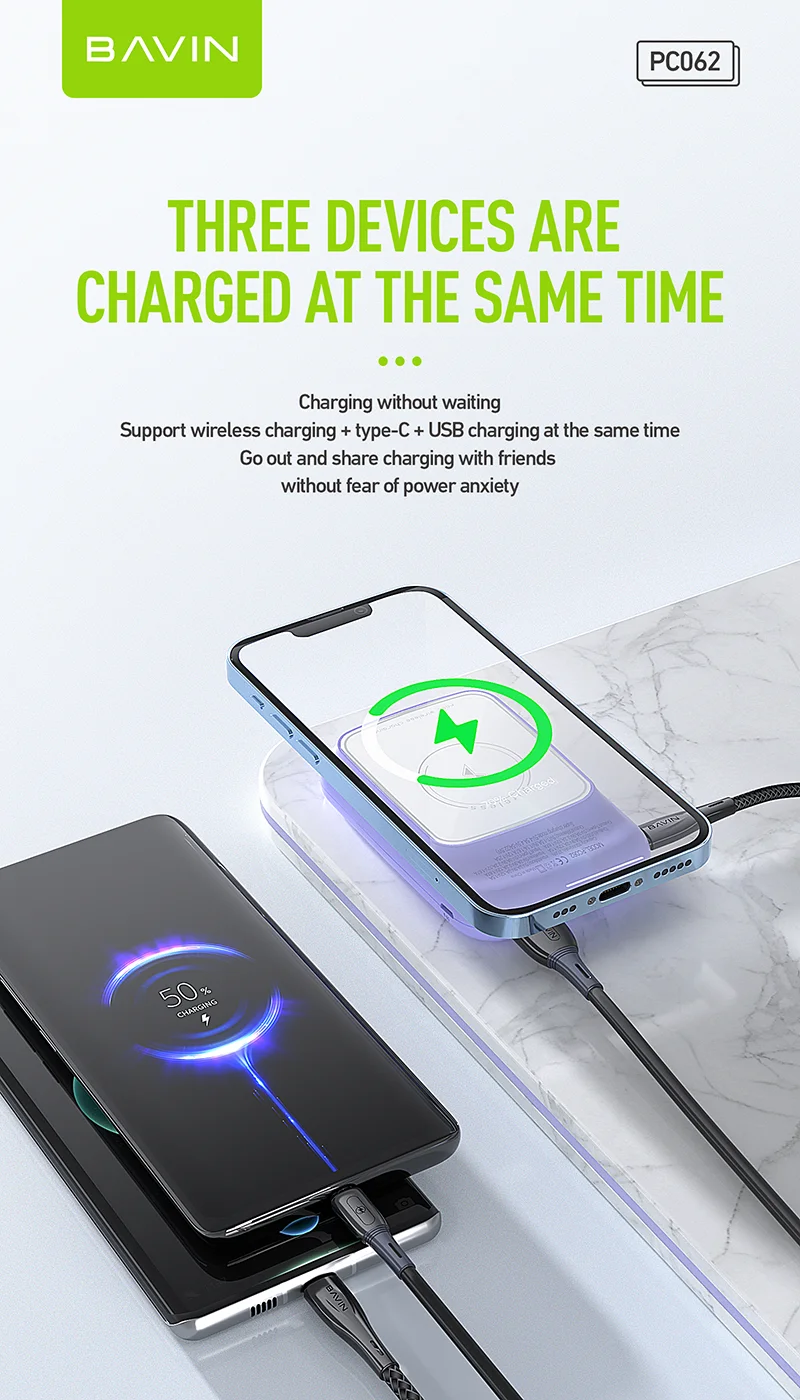 Magnetic wireless charging power bank