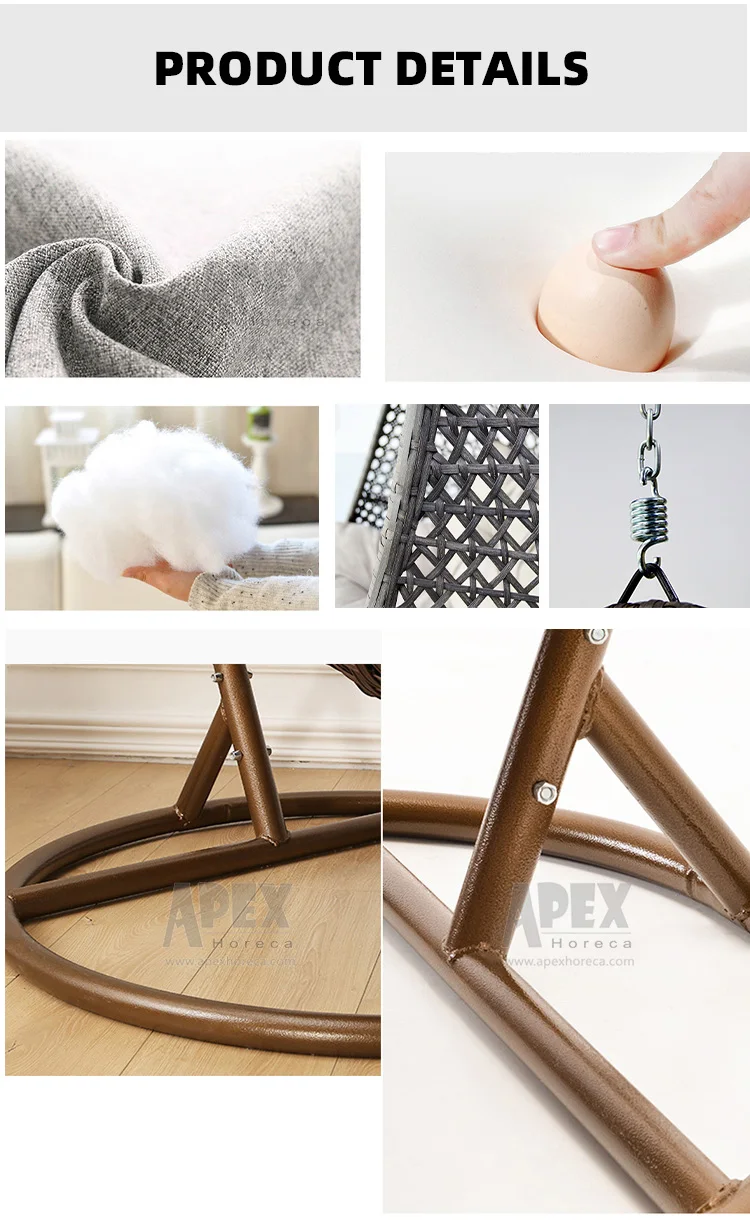 Hot Sell Outdoor Patio Hanging Rattan Baby Swing Chair Double Seat Cheap Egg Swing Egg Chair With Stand