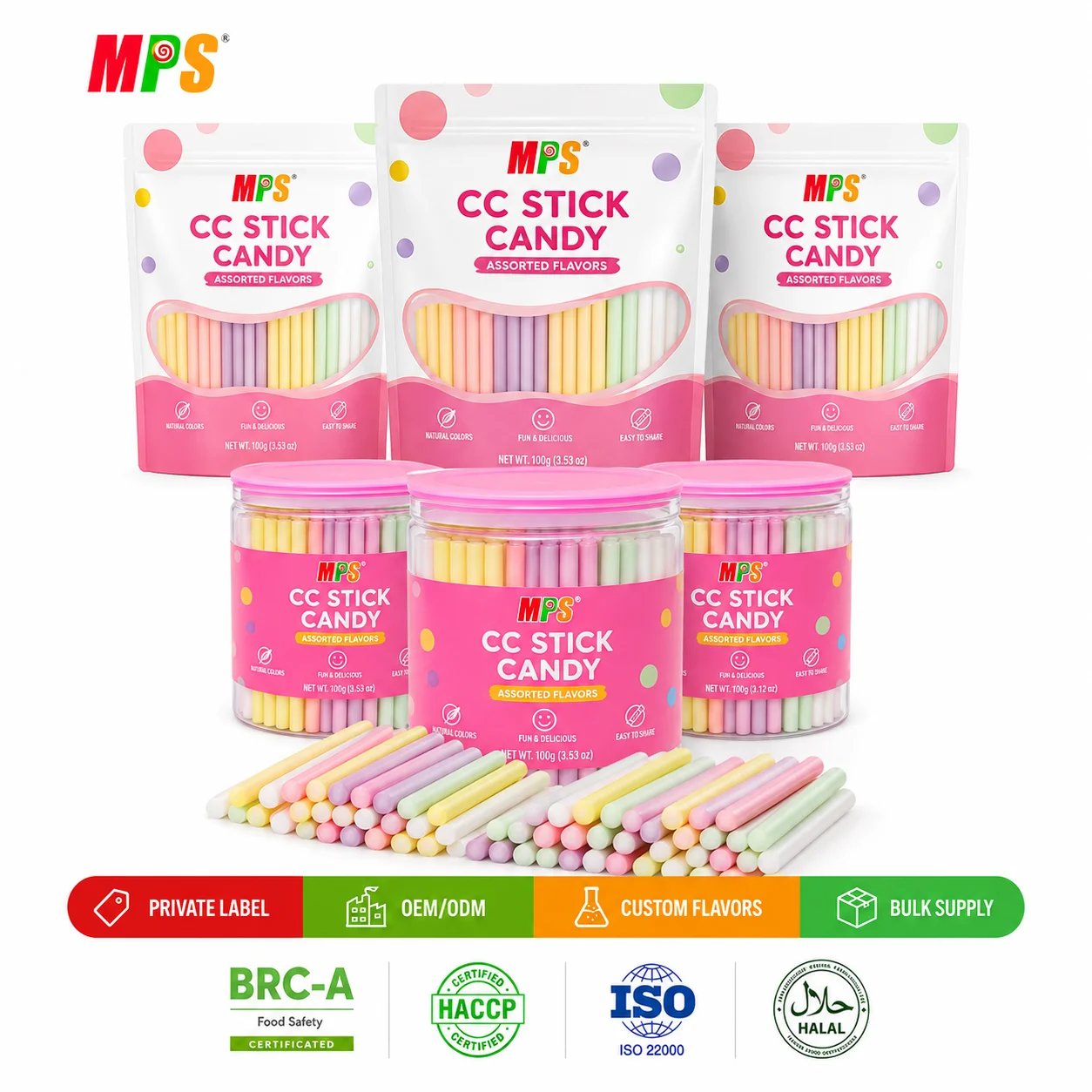 Wholesale Price Long Cc Strip Straw Candy Halal Mix Fruit CC Candy