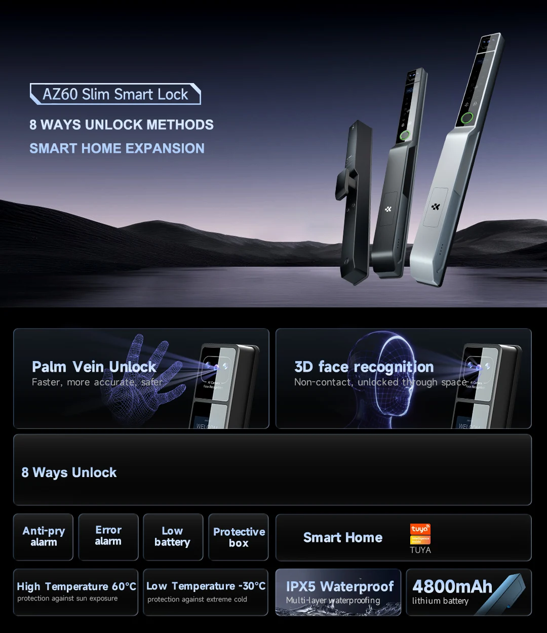 Automatic 3D Face Recognition Smart Door Lock Slim Digital Wifi ...