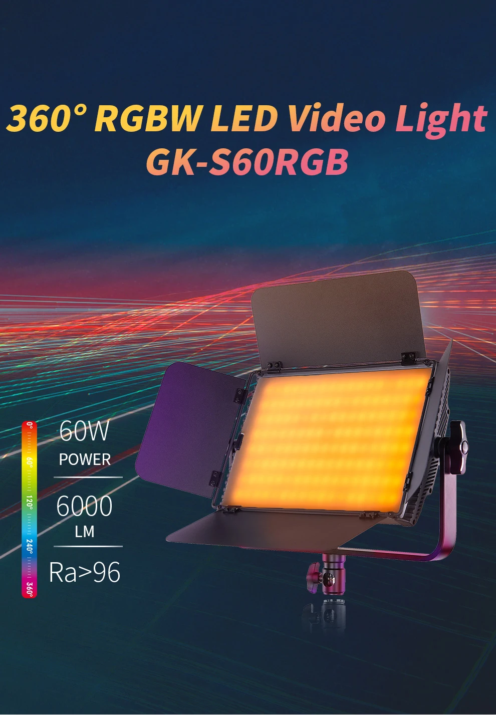 TOLIFO GK-S60RGB 2-light Kit Ultra thin Aluminium Alloy Studio RGB LED Video Light Panel For TV Studio
