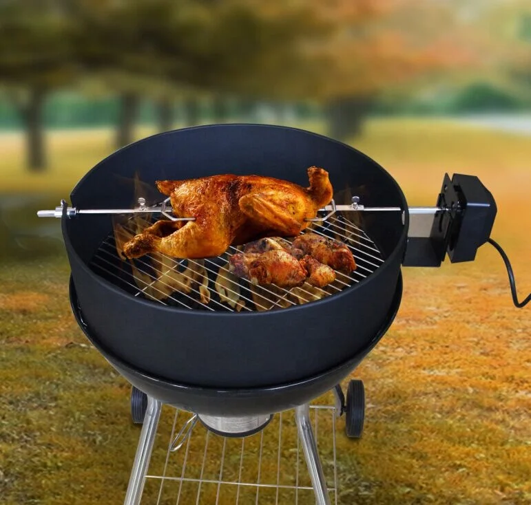 Charcoal BBQ Grill Spit Chicken Rotisserie With Motorized Rotisserie Skewer  Suit For 22.5 'Kettle Grill