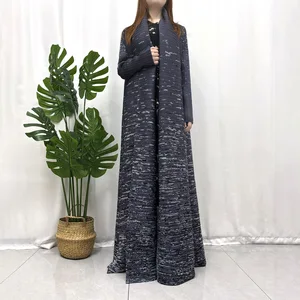 Factory Wholesale Miyake Pleated Abaya Design Sense Loose Print Casual Abaya Free Size Ladies Elegant Abaya