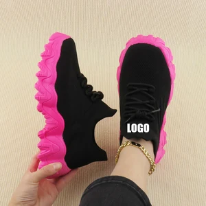 Zapatos De Mujer Women's Chunky Heel Sneakers Fashion Trend Casual Shoes with Thick Sole Upper Platform Customizable Sock Design