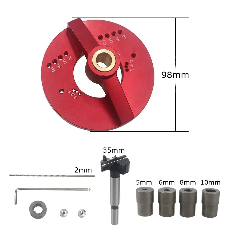Hinge Hole Drill Guide Sets Hinge Hole Locator Jig Drilling Guide DIY 35mm Carpenter Woodworking Tools red 