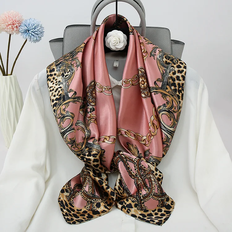 90*90CM Custom Logo silk big square scarf hot style satin print ladies silk scarf AliExpre new wild scarf women