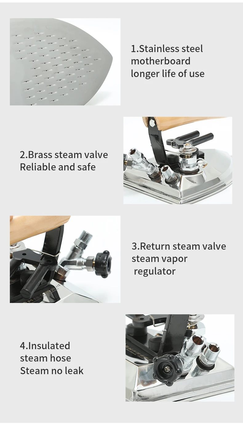 2023 New Garment Industrial Steam Press Iron With Boiler Buy Silver