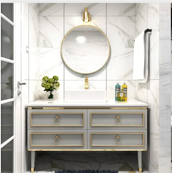 Modern European Style Water Resistant  Lacquer Painting Modern Bathroom Cabinet  Vanity
