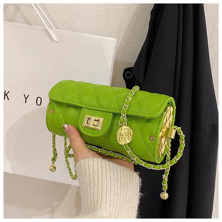 Wholesale New arrivals 2022 trendy quilted neon green purse summer
