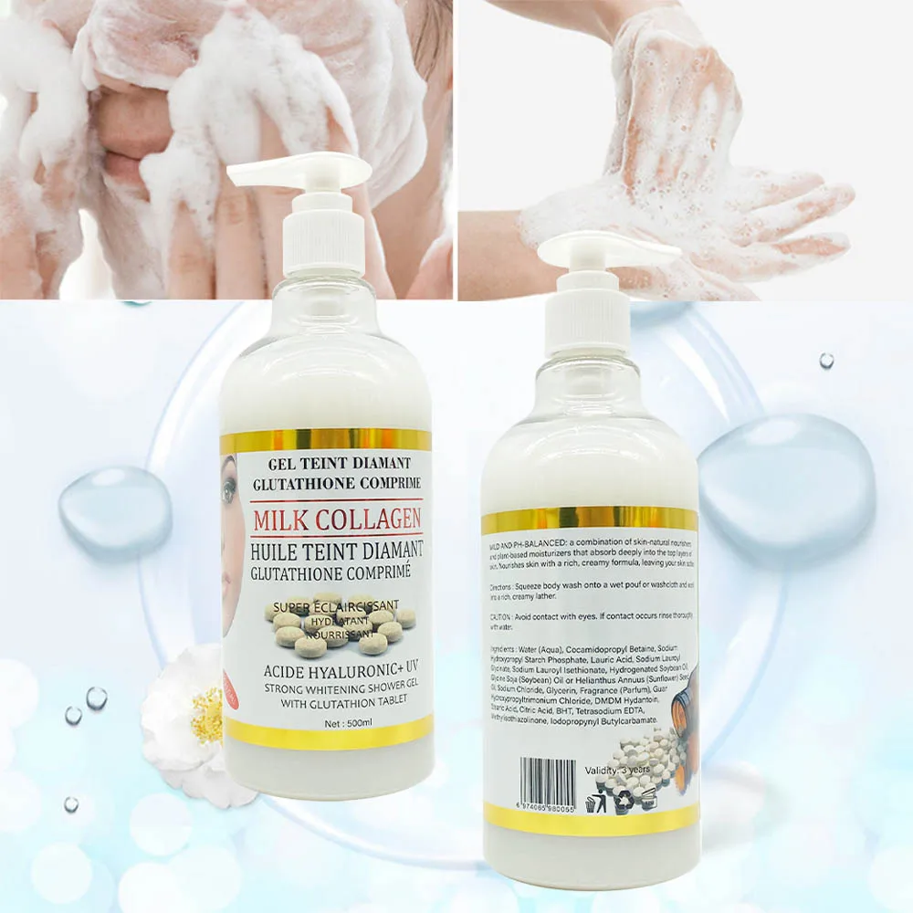 glutathione comprime shower gel Diamant Gluthathio Milk Collagen Nourishing And Softer Dry Skin Strong Whitening Shower Gel Size:12″×18″ Injectable Vitamins and Peptides Latex-Free & Hypoallergenic