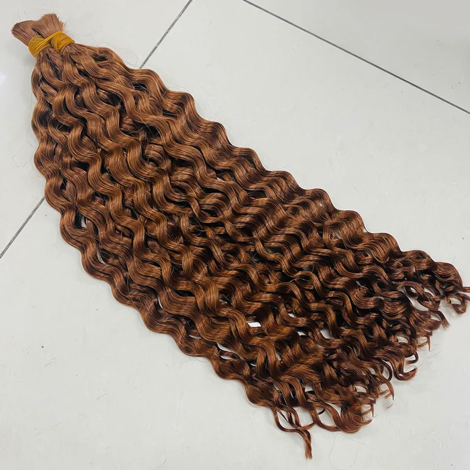 Imbierinės spalvos žmogaus plaukai, skirti pynimui, „De Cabello Natural Humano“ plaukų priauginimui, neapdoroti, be vandens banguoti, garbanoti, dideli._voghion.com
