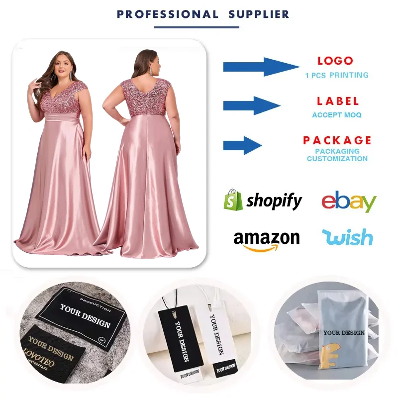 LY2422D Luxury Sequin Wedding Dresses for Bridesmaid Dress Sleeveless  V-Neck Plus Size Formal Gowns for Women Evening Dresses| Alibaba.com