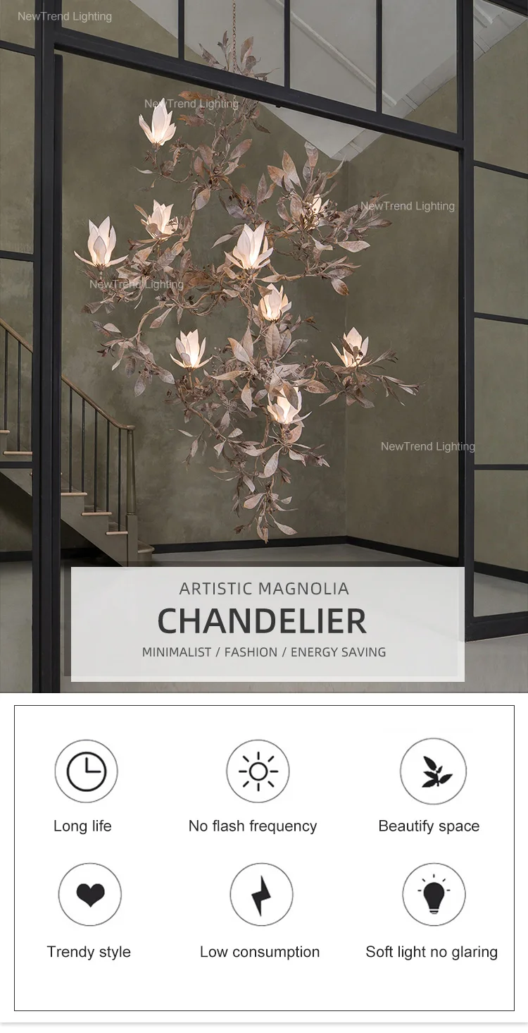 cpl 388 nature style residential decoration indoor hotel lobby staircase villa living room magnolia modern led chandelier pendant light-0