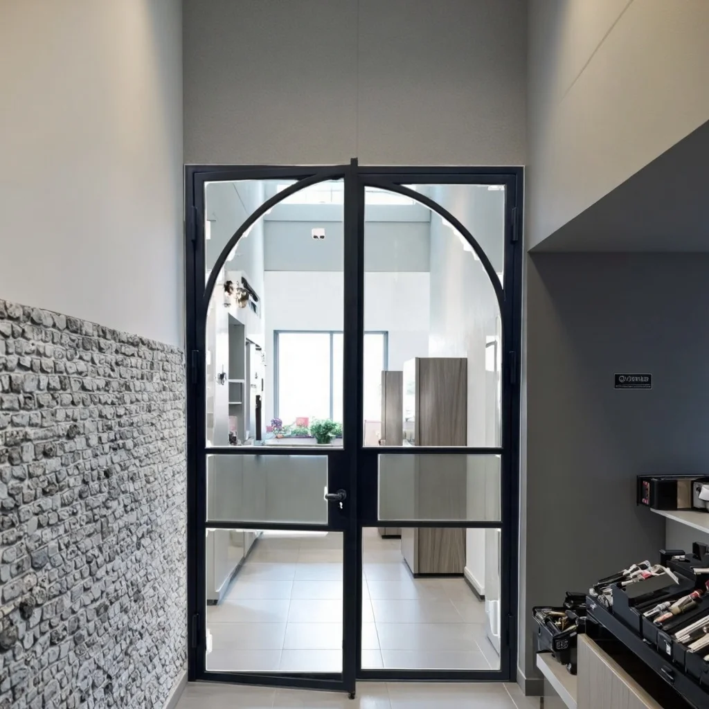 Square Double French Steel Customized Swing Graphic Design Steel Glass Door Modern Entry Doors Steel Windows Exterior factory