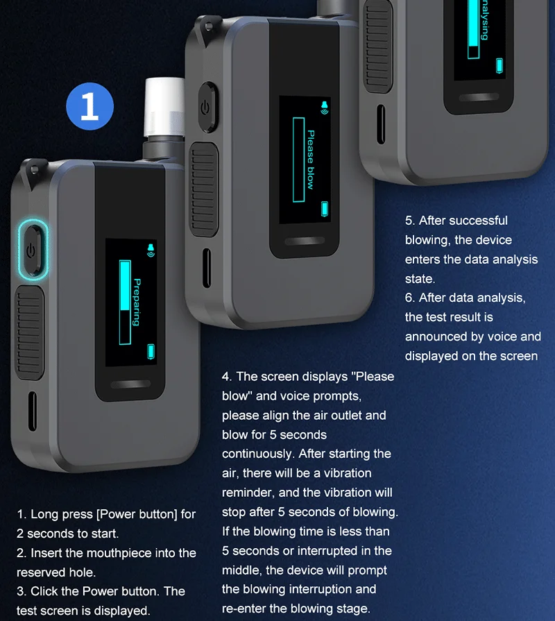 D1000 Professional Digital Breath Alcohol Tester with Electrochemical Sensor OLED Display High Accuracy