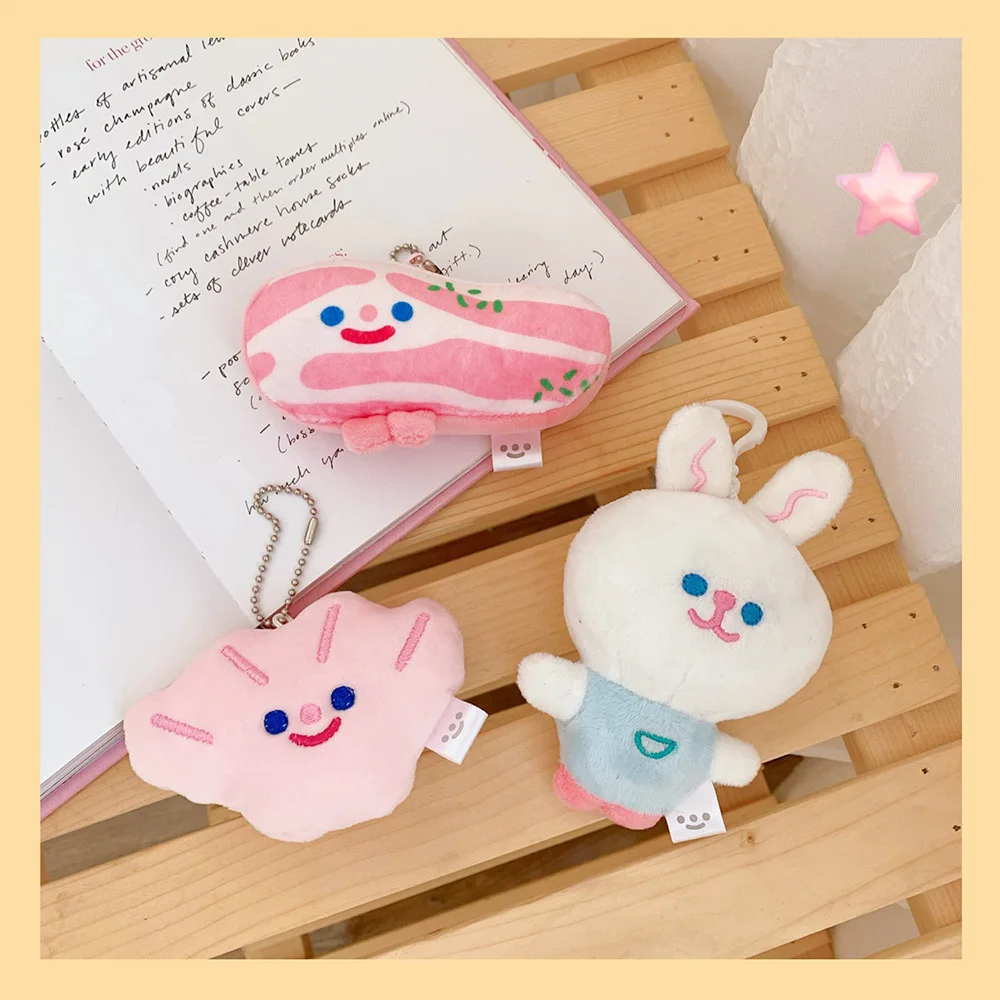 Mini Plush Bunny Keychain Rabbit Keychain Plush Stress Relief Toy Cartoon Backpack Clip Plush Toy