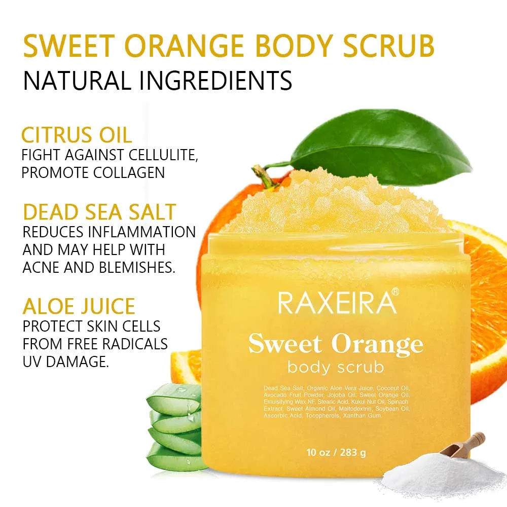 Hot Selling Oem/odm Salt Orange Body Scrub Natural Exfoliate Skin Scrub
