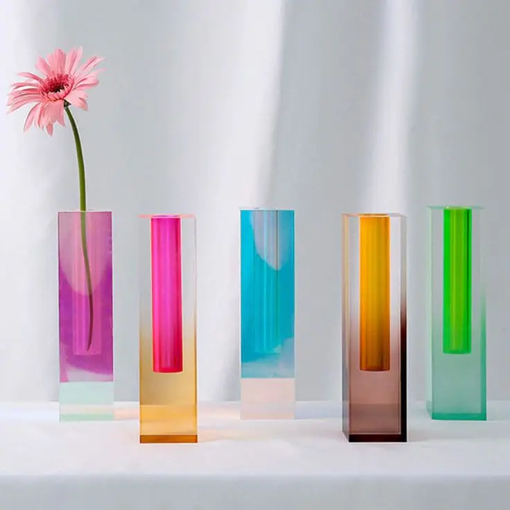 Rainbow Column Square Column Glass Bubble Inserted Into Dried Flowers ...