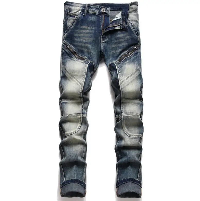 TYPE NEE BIKER STRAIGHT DENIM Biker Slim Straight Leg Jeans 