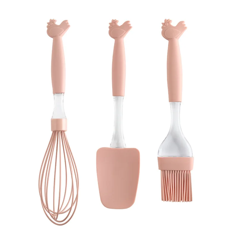 product heat resistant kitchenware silicone pastry spatula basting brush whisk set for cooking baking mixing-7