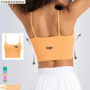 YISHENHON Custom Logo Breathable Women's Basic Fitness Crop Tops Slim Gym Sets with Elastic Workout Clothing Colorful Yoga Bra