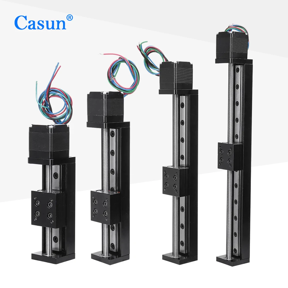 Casun Mini Linear Guide Slide Rail CNC Small Stage Actuator Screw Lead Motion Nema Robot Part Stepper Motor No Service Aluminum