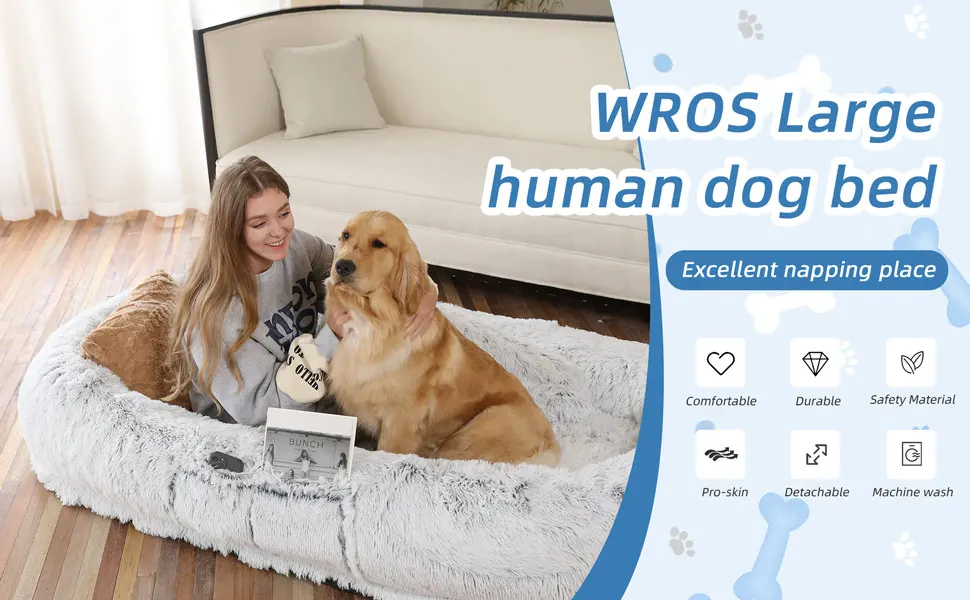 Factory Direct Sale Human Dog Bed Human Size Washable Faux Fur Human Dog Bed For You And Pets