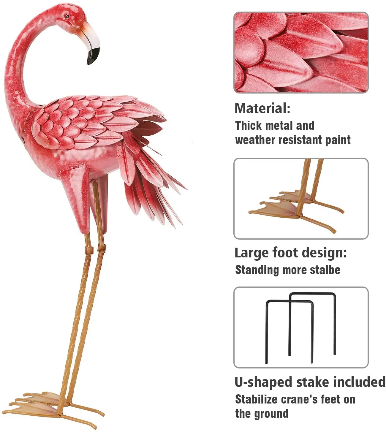 Bits And Pieces - Lot De Deux (2) Statues De Jardin Flamant Rose En Métal De 89,9 Cm De Haut – Sculptures D'extérieur Durables Pour Une Excellente Décoration D'intérieur