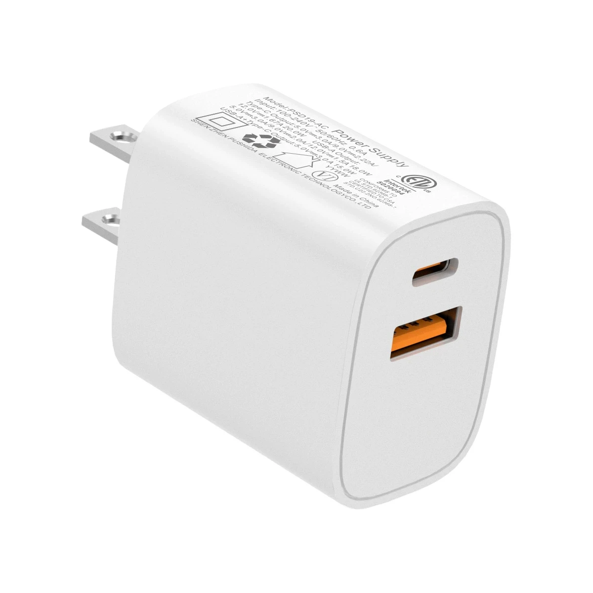 USB C Wall Charger 20W Durable Dual Port QC+PD Power Adapter