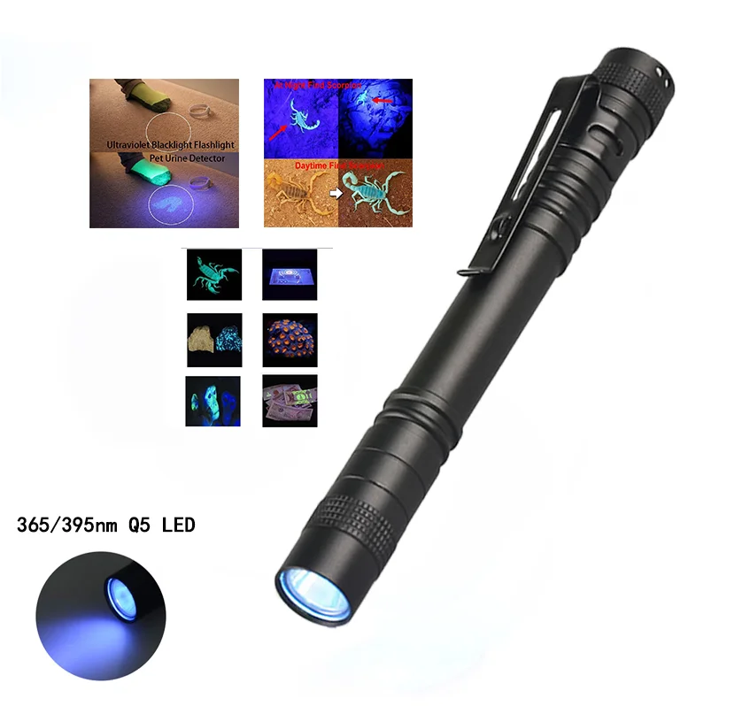 Lampe Torche UV Portable Mini Blacklight - Stylo Lampe Ultraviolette, Petite Taille