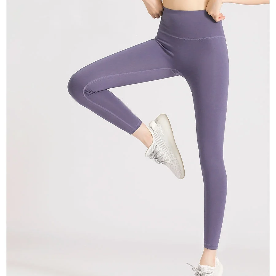 Pantalones de yoga de cintura alta sin línea incómoda para mujer, pantalones de yoga para levantar glúteos, control abdominal, correr, deportes, pantalones de yoga desnudos