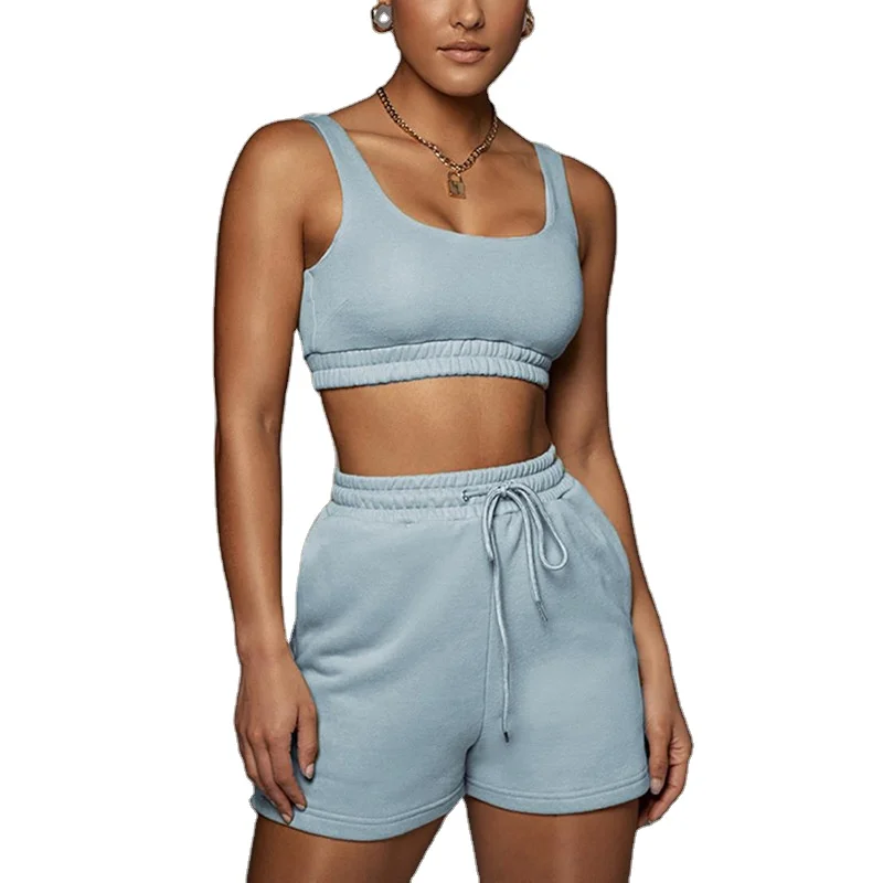 Комплект из 2 предметов, летний топ на бретельках, укороченные Штаны спортивные костюмы для отдыха шорты Комплект из двух предметов; Для бега трусцой