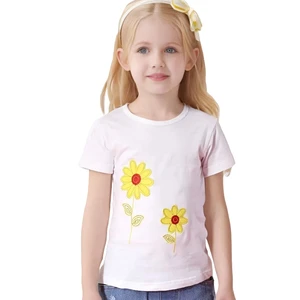 Baby Girls Summer Cartoon Print Cotton Short Sleeve Casual Tops