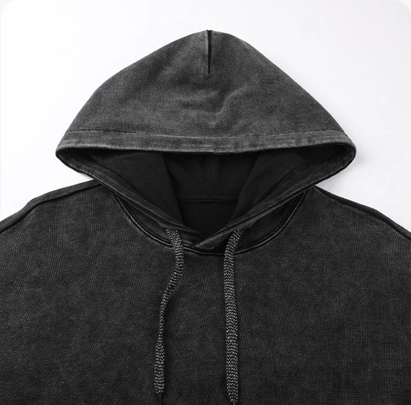 Custom Blank Washed Distressed Sweatshirt Vintage Hooded Men and Women
