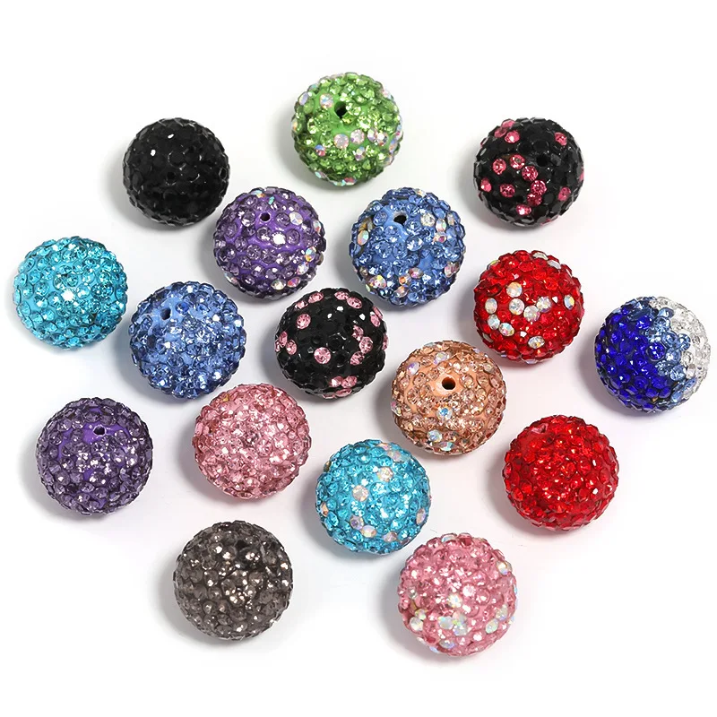 Polymer Clay Rhinestone Beads Sparkly Disco Ball & Bubblegum round Crystal Beads 10 Colors for Jewelry Making Bead Caps Findings