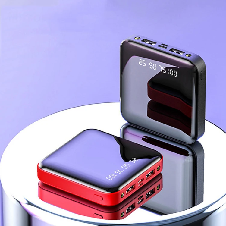 Factory Mini Portable Power Banks Mirror 10000 Mah Power Bank LED Light Digital Customized Powerbank