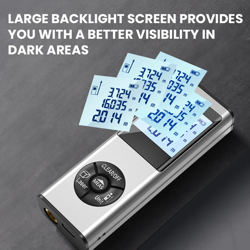 Mini Handheld Laser Rangefinder Sight Measure Tool Laser Distance Meter with LCD Backlight 50m Digital Laser Distance Meter