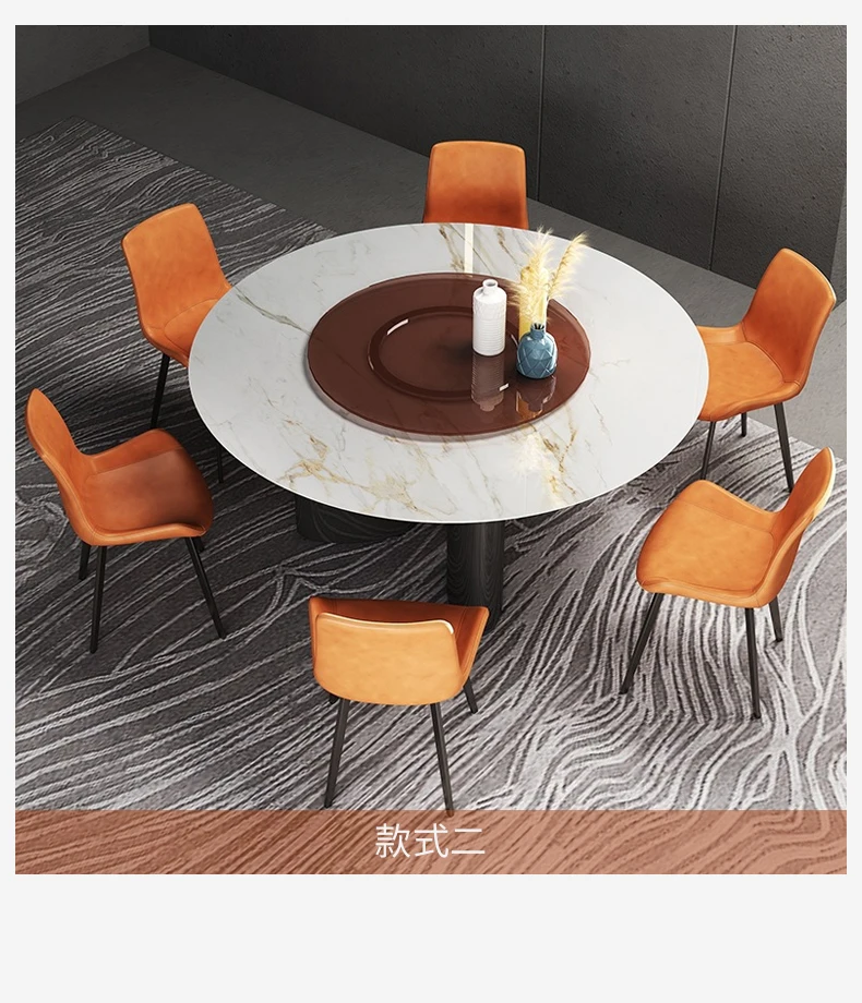 Great Foshan Factory Modern Rock Board Round Table Household 10 People 8 People Hotel Villa Rotating Large Round Dining Table