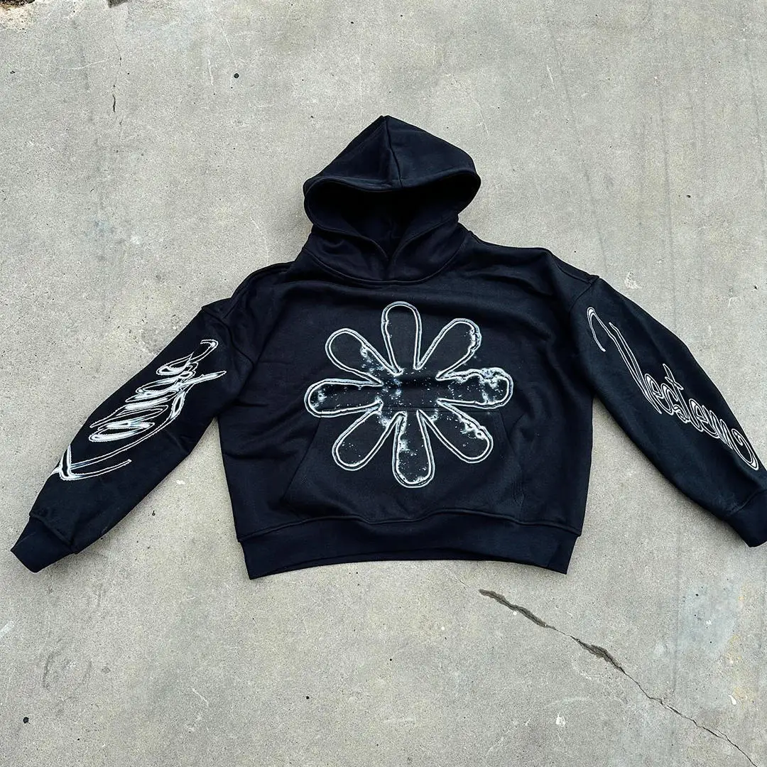 Custom Heavy Weight Digital Printing Embroidery Logo Kangaroo Pocket No Drawstring Top Loose Cotton French Terry Hoodie gallery 9