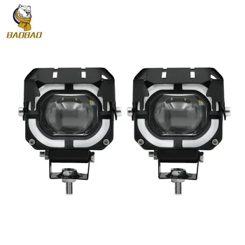 Baobao BB1728 New design dual Color with halo ring Led double color white and yellow flash Spot Led Light for Motorcycle