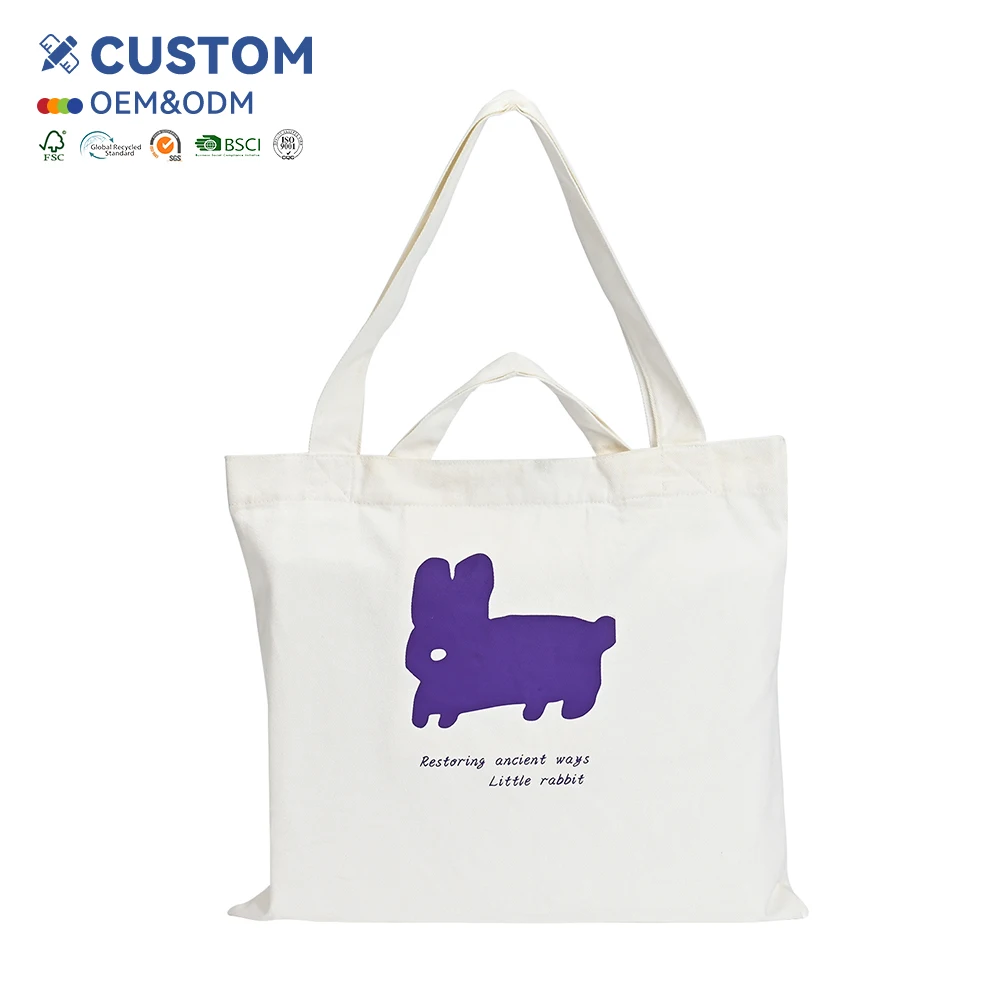 Recyclable Grocery Cotton Fabric Shoulder Bag Clothing Shoes Packaging Custom Shopping Bags with logo Printed