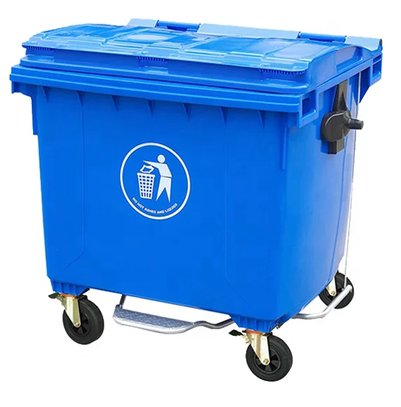 1100 Liter Wheelie Waste Bins HDPE Mobile Garbage Containers Waste Bins Outdoor Trash Can