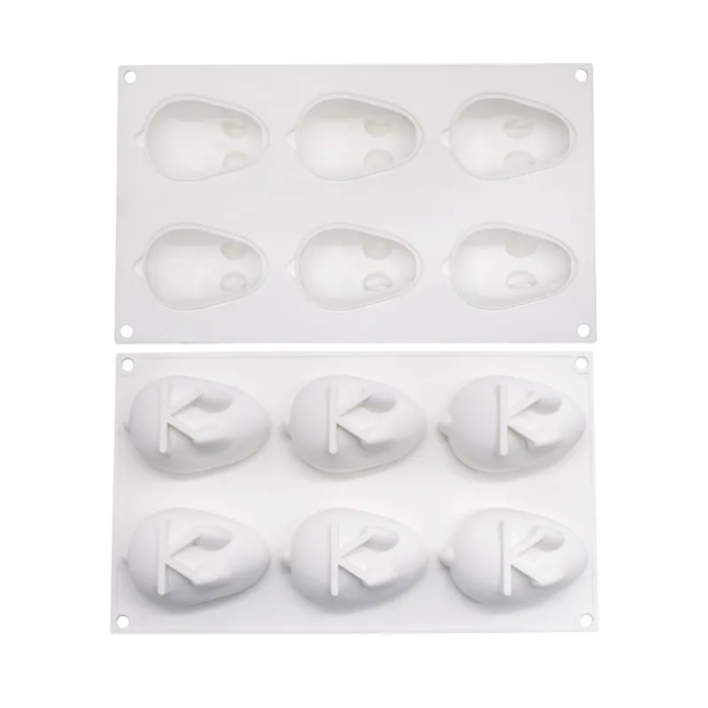 Handmade Soap Gypsum Mold 6-Hole Big for Rabbit Silicone Cake Mold for Baking Mousse Cheese Pudding Jelly Bowl Cake Tools